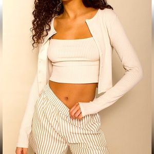 Reformation Two Piece Ruby Knit Cardigan Set